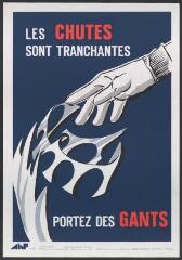 Affiche n° 1222 : « les chutes sont tranchantes, portez des gants ». (bleu foncé)