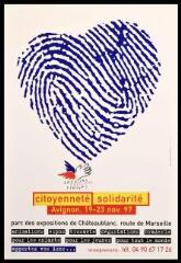 " Citoyenneté, solidarité, parc des expositions de Chateaublanc, Avignon, 19-23 nov. 97. Apportez vos dons ".