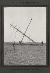 Compagnie auxiliaire d'électricité, ligne de transport de force Arras-Amiens : poteaux en béton armé - appareil de levage système Peulabeuf breveté S.G.D.G.