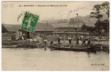 Watten (Nord), chantier de bateaux sur l'Aa.