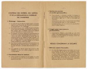 Brochure "Au Bon Marché, règlement intérieur".