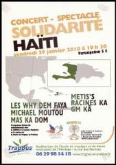 " Concert-spectacle solidarité Haïti, 29 janvier 2010, auditorium de l'école de musique et de danse, Trappes ".