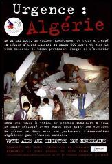 " Urgence : Algérie. Violent tremblement de terre dans la région d'Alger, le 21 mai 2003. Votre aide aux sinistrés est nécessaire ".